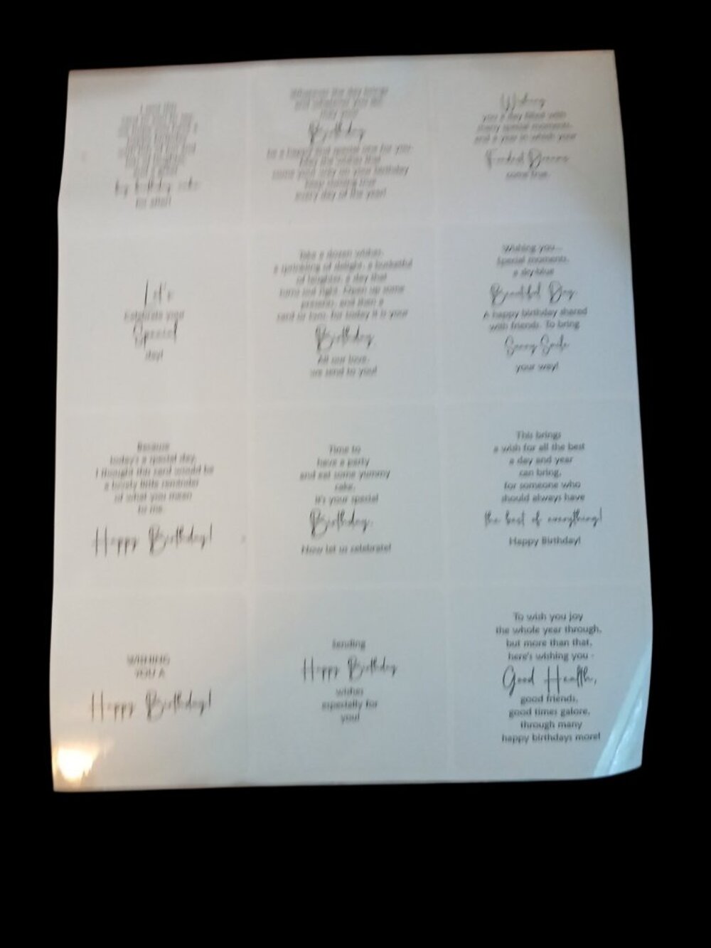 Birthday Message Stickers Sheet